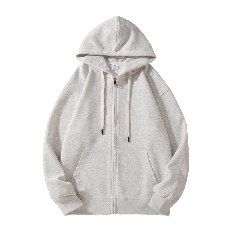 Stylish Grey-White Cardigan Hoodie for Men & Women - Cotton, Loose Fit, Hooded, Perfect for Autumn/Winter Casual Wear
