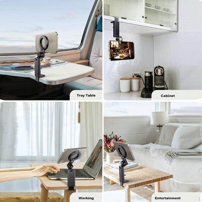 Foldable Phone Stand Live Streaming Mount Degree Rotation Magnet Clip Holder