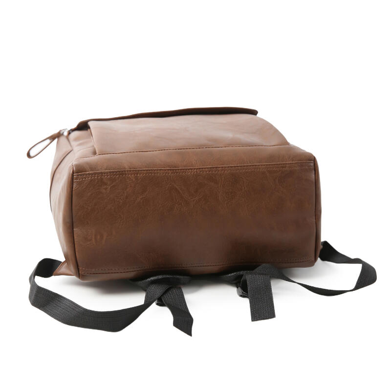 Solid Color PU Backpack Men's Large Capacity Backpack Student Sports Travel Computer Bag