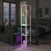 RGB LED Floor Lamp with Shelves, Modern Dimmable Standing Lamp with Remote Control, Adjustable Brightness & Speed for Living Room, Bedroom, Office