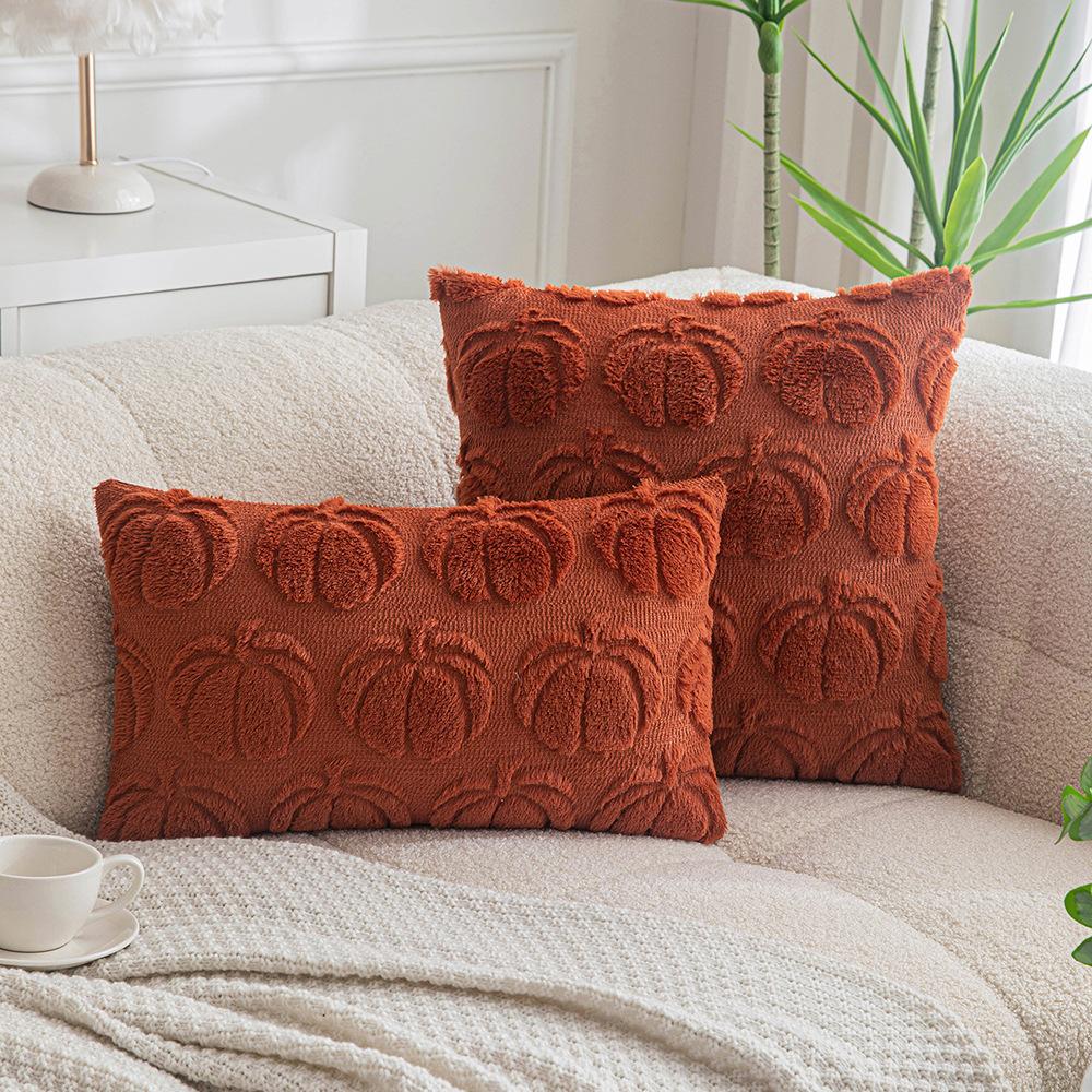 Halloween Pumpkin Embroidered Pillowcase Decorative Throw Pillow Cover For Home Living Room Sofa Simple Design Pumpkin Cushion Case