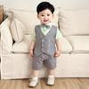 New Short Sleeve Shorts Vest Set Children's Clothing Boys Summer English Style Fashion Party Outfit
