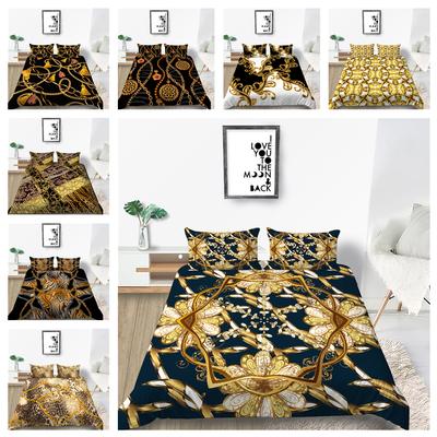 Set de lenjerie de pat 3D Luxury Series Husă de pat cu imprimeu de lux Husă de pernă 2or3 Moale și confortabilă, cu fermoar, pentru decorarea casei
