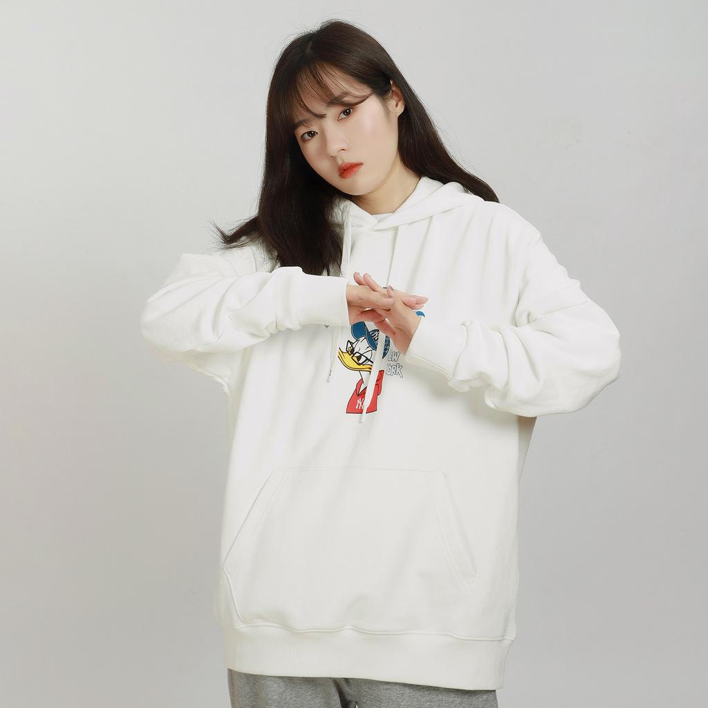 New MLB x Disney Sweatshirt Unisex Ivory White 3AHDD1014-50IVS