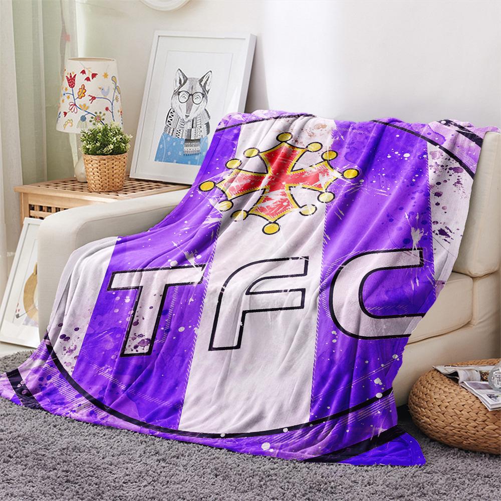 Toulouse Football Club Flanelldecke mit Aufdruck, Hohe Qualität, Bequem für alle Jahreszeiten, Heimdekoration, Wärme und Komfort
