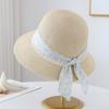 Summer Wide-Brimmed Straw Hat for Women with Ribbon Versatile Vacation Seaside Beach Hat