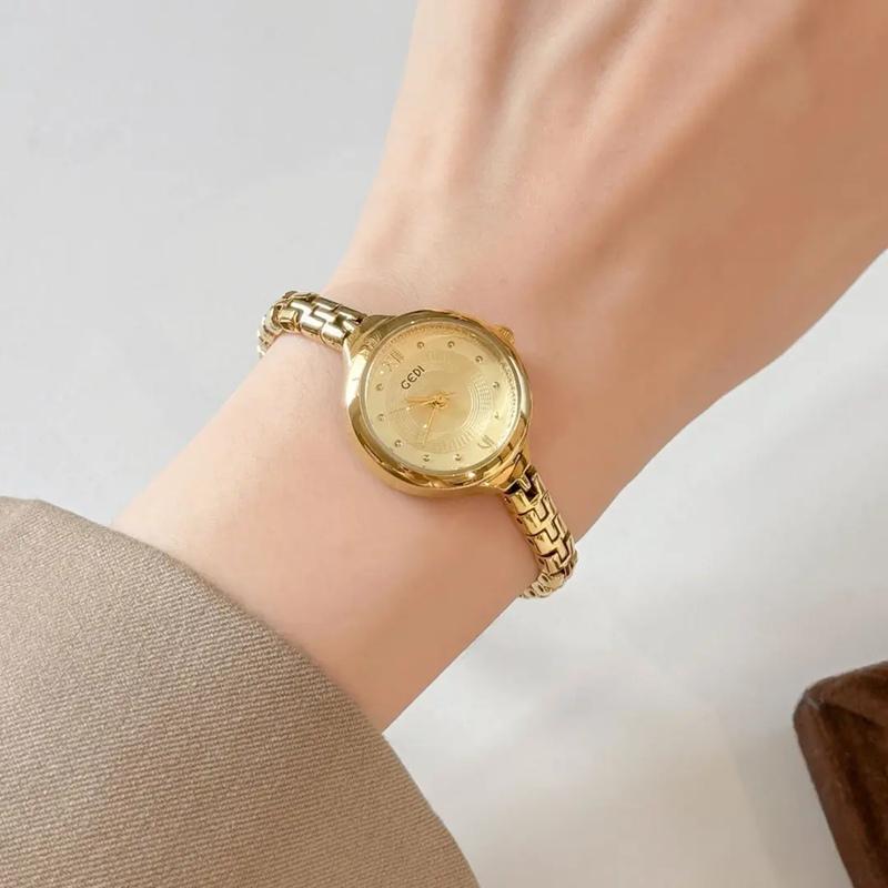 Luxury Ladies' Watch High-Quality Women's Timepiece Gold-Tone Delicate Bracelet Premium Water-Resistant Quartz Watch