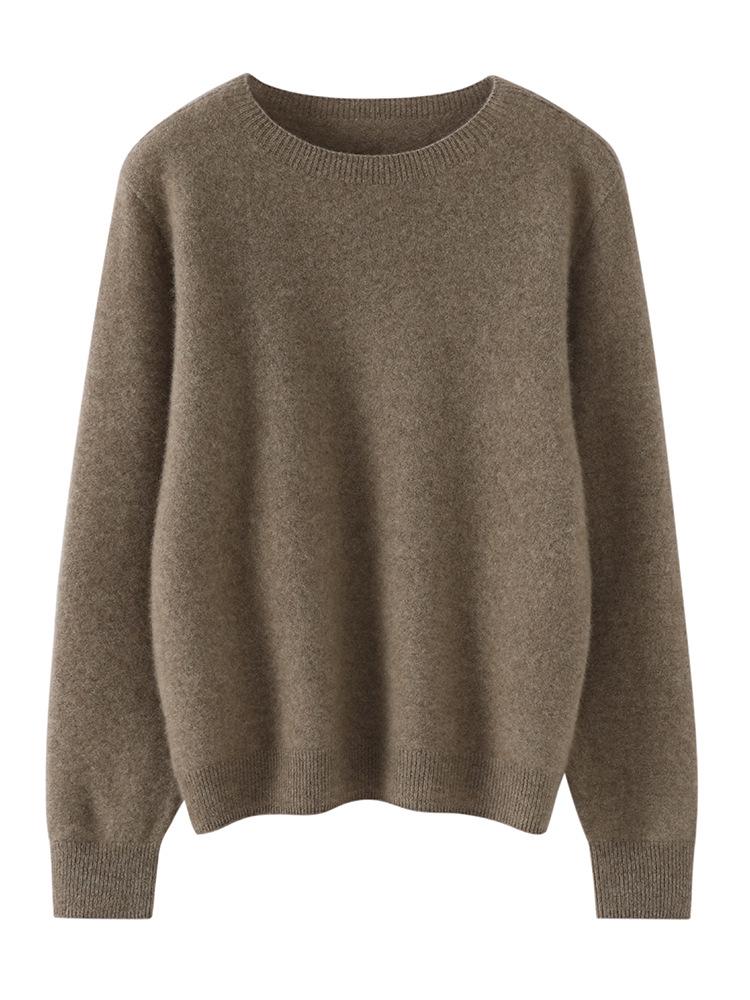 Women's Pure Cashmere Round Neck Sweater - Soft, Warm, Fluffy, Loose Knit Base Layer