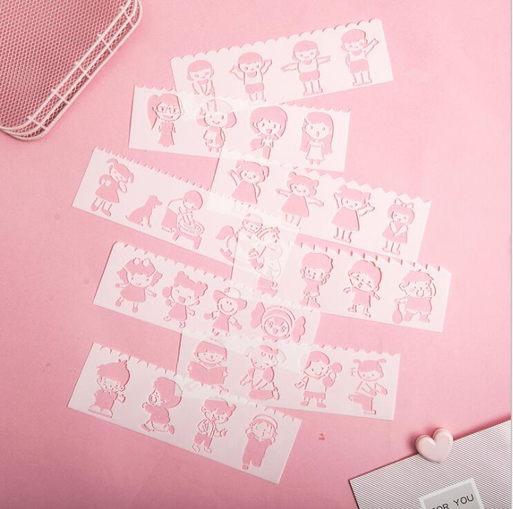Children's Lace Notebook Ruler Set: 16 Style Templates for Drawing and Coloring (18.5 X 5.5 Cm)