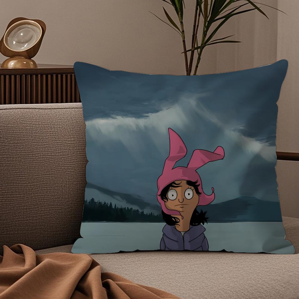 C-Cartoon B-Bobs B-Burgers Pillow Case Silky Elegant Comfort Sofa Bed Invisible Zipper