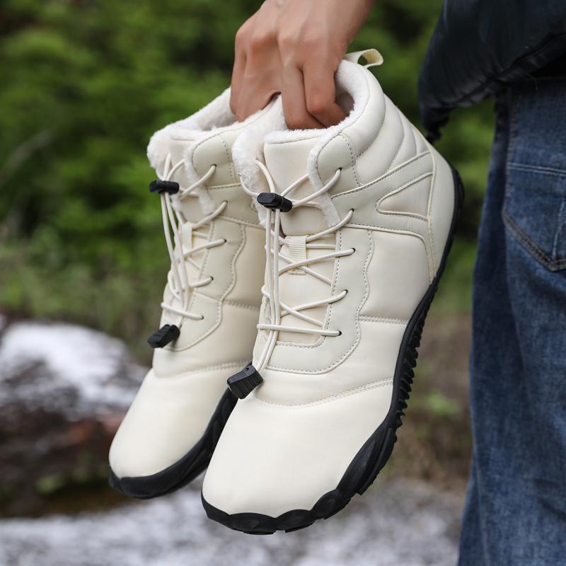 Men High-top Cotton Shoes Unisex Winter Plush Snow Boots Non-slip Women Outdoor Hiking Sneakers Wear-resistant Casual Walking Shoes