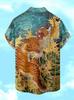 Tiger Print Aloha Short Flashy Summer Hawaiian Plus Size [syatu032-L] Shirt, Sleeve, Yakuza/Yankee Style, Outfit, Festival/Fireworks, Men's Fashion,