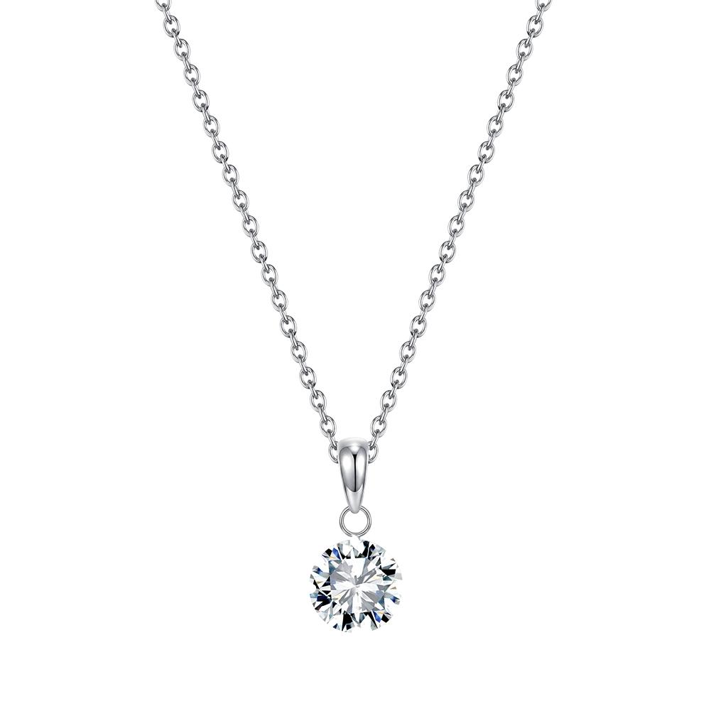 Round Birthstone Pendant Necklace 316 Stainless Steel Multi Color Cubic Zirconia Adjustable Chain Necklaces Birthstone Jewelry