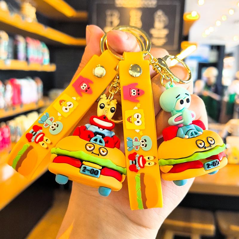 Hamburger 2nd Generation SpongeBob SquarePants Patrick Star Keychain Doll Machine Cartoon Cute Children's Day Gift Cartoon Frind