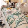 Nordic Pastoral Sofa Towel with Skirt Edge All Inclusive Non Slip Couch Cushion for Living Room All-Season Printed Sofa Blanket