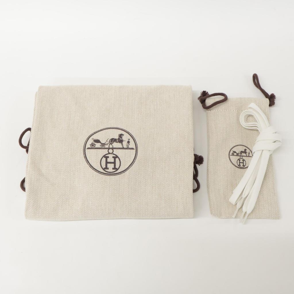 Hermes [Excellent Condition] H221177Z Bouncing Air Mesh X Ghost Skin Suede with H Logo Shoes 37 Noir / BlancUsed