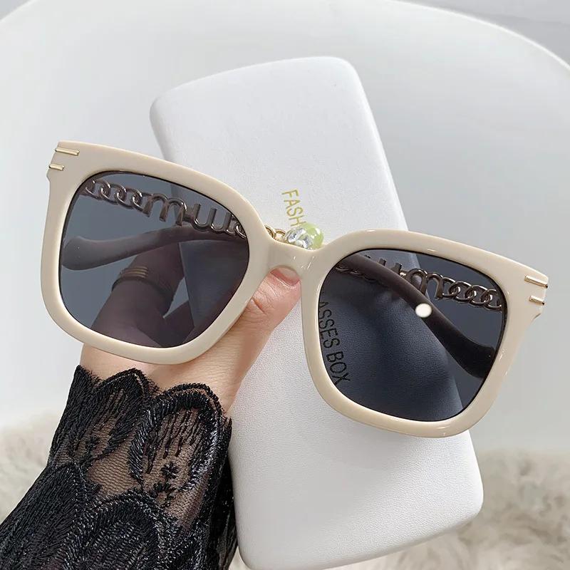 1PC Fashion Women's Goggles, Large Frame Square Chain Leg Sunshade Glasses, Sunscreen Sunglasses, Outdoor Travel Glasses