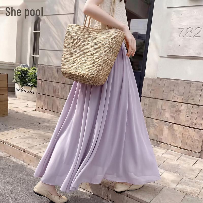 

Elegant High-Waist Flowy Maxi Skirt M