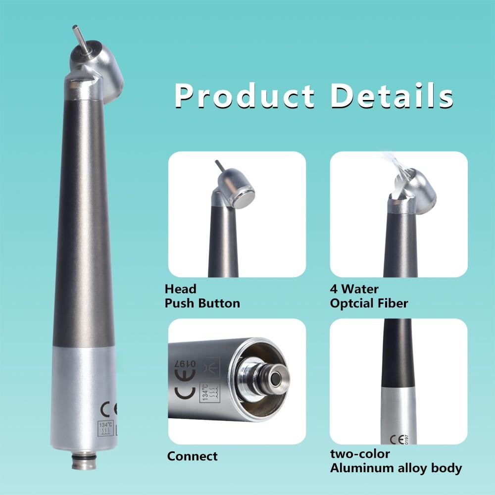 45 Degree Dental High Speed Handpiece with Fiber Optic Air Turbine for Impacted Teeth Remove Compatible with N Coupling