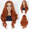 Long Curly Wigs for Women Synthetic Hair Auburn Wig with Thick Bangs Long Curly Wig for White Woman Drag Queen Costume Cosplay