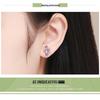 Aifuluo Pink Plum Blossom Zircon Stud Earrings - Pure Silver, White Gold Plated, S925.