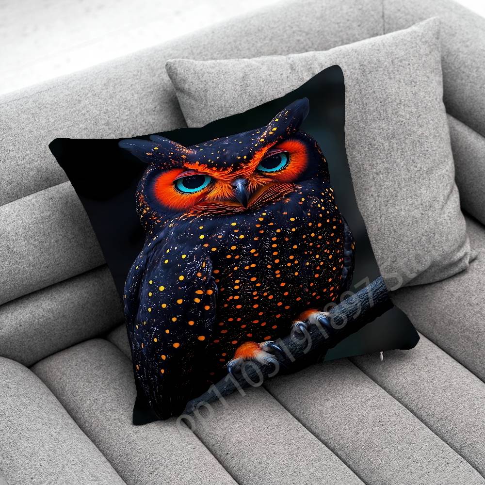 Nighthawk Night Owl Bird Throw Pillow Case For 50x50cm 30x30cm 55x55cm 45x45cm 40x40cm Square Bed Pillowcase Cover