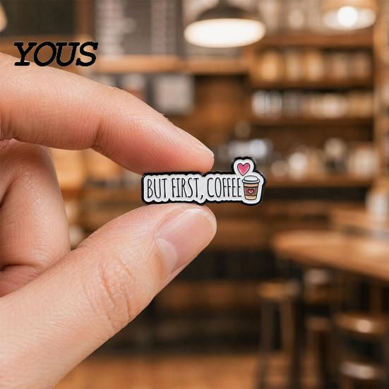 Solid Alloy Coffee Badge Brooch Pin, Slogan Design Brooch, Thickened Zinc Badge, Oil Paint Enamel Stable Buckle Pins for Clothes Hats Backpacks