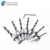 7-Piece Adjustable Three-Point Woodworking Countersink Drill Set - High-Speed Steel for Precision Chamfering and Hole Drilling