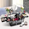Professional Travel Makeup Case, Makeup Case with Removable Trays and Lock, Women's Travel Beauty Case, 30x18.5x22 cm, Black