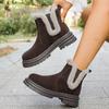 Fashion Furry Snow Boots Female Padded Thickened Cotton Shoes for Women 2025 Winter New Thick Bottom Slip on Plush Heeled Ankle Botas
