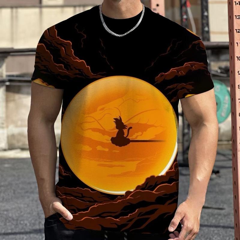 2026 Summer Dragon Ball Retro Fitness T-shirt Men's Oversized 3D Printed Short-sleeved Family Unisex Children's Sports Shirt