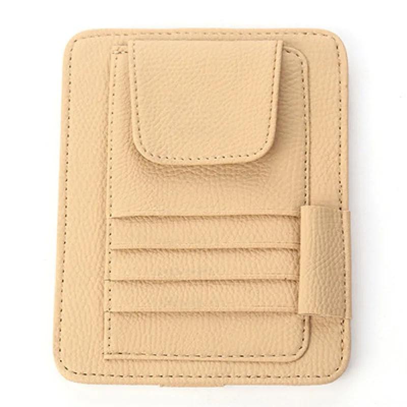 Car Sun Visor Organizer Multi-Pocket Business Card Storage Management Sunglasses Holder Visor Accessories Auto Interior
