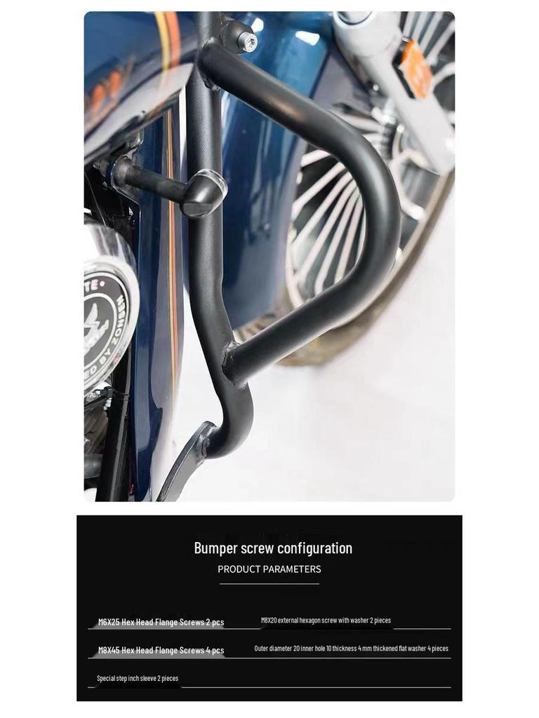 Zongshen Yomi YOMI Crash Bar Bumper, Retro Leather Side Bag, and Folding Backrest for ZS125-5A Motorcycle Accessories