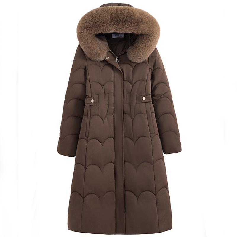 Woman Winter Coats Hooded Faux Fur Collar Elegant Thick Warm Plus Size Long Parkas Female Jacket