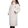 MLB New York Yankees Solid Color Label Hooded Long Sleeve Down Jacket Long Version Unisex Outerwear Cream 3ADJEC626-50CRS