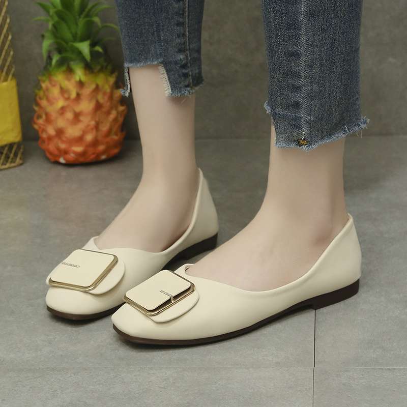 Single shoe girl 2025 new summer fairy wind gentle evening soft-soled flat shoes shallow mouth versatile Doudou shoes