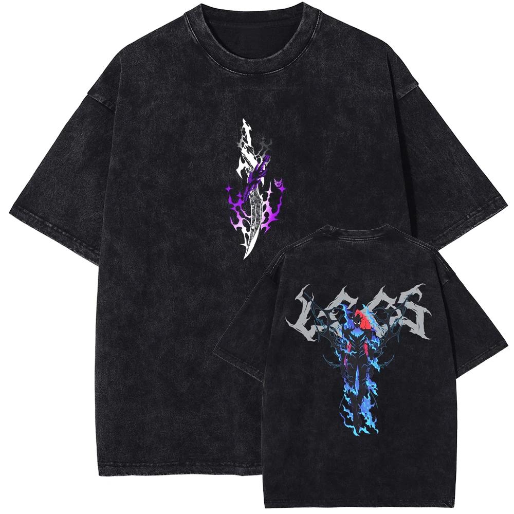 Hot Sale ARISE Solo Leveling Manga Graphic Print T-Shirt Men Women Vintage Washed Cotton Comfortable Short Sleeve Loose Casual Oversize Summer New Tee