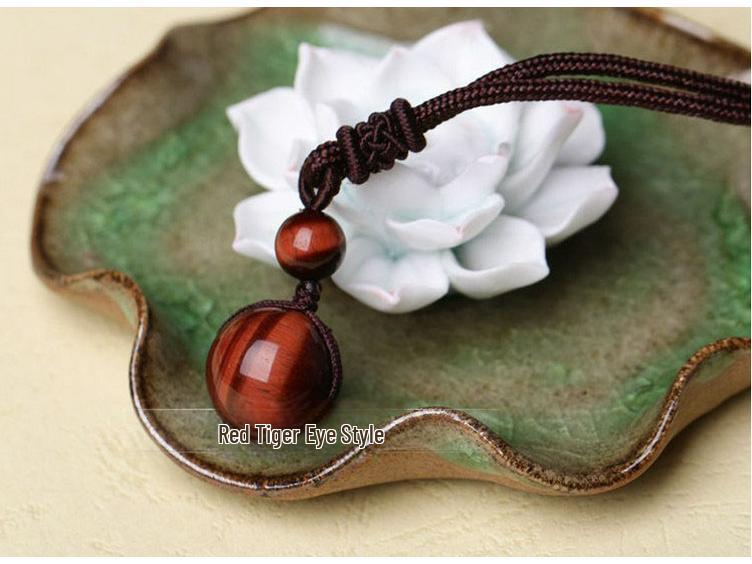 Natur Obsidian & Blauer Sandstein Tigerauge Anhänger Halskette - Unisex Paargeschenk