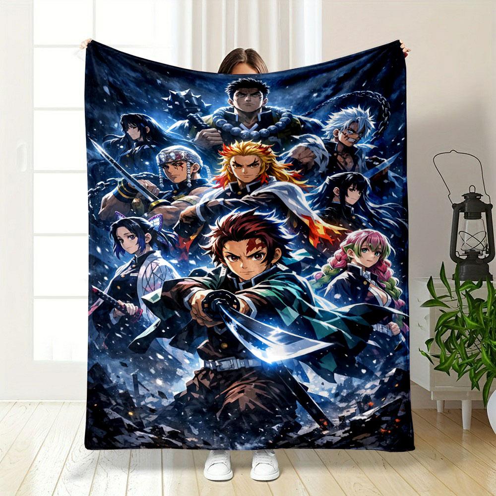 A Group of Warriors Wielding Weapons Amidst a Dramatic, Snowy Backdrop. for All Seasons Blanket Lunch Break Throw Gift