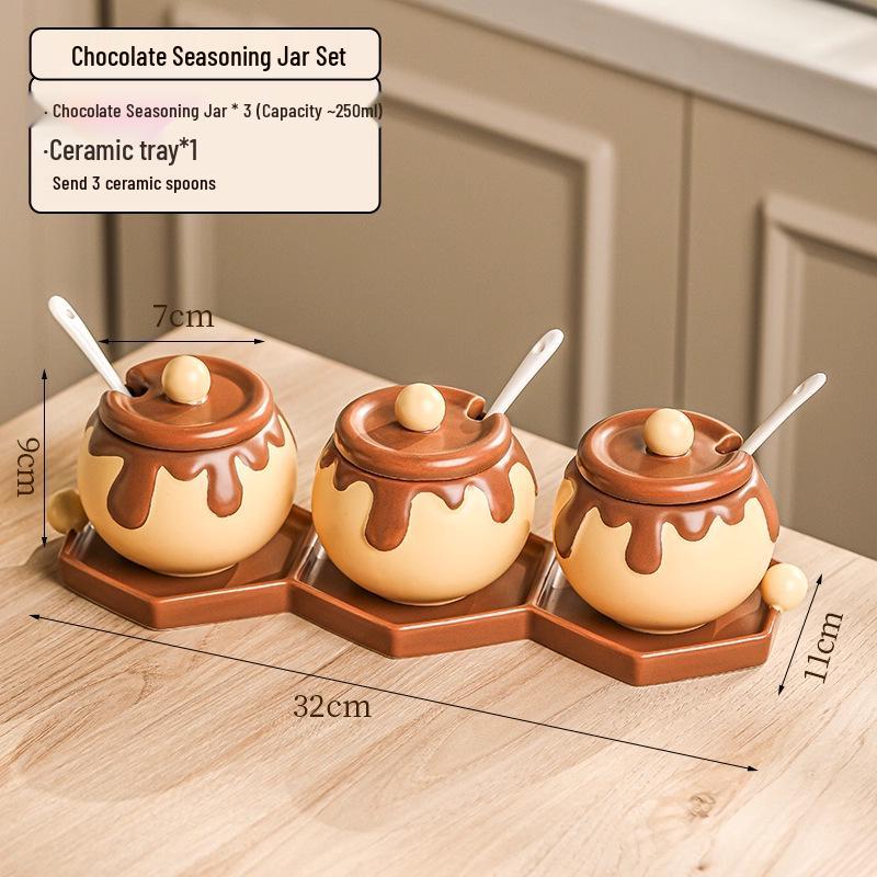 Ceramic Kitchen Seasoning Jar Set: Salt, MSG, Sugar, Pepper Storage Containers