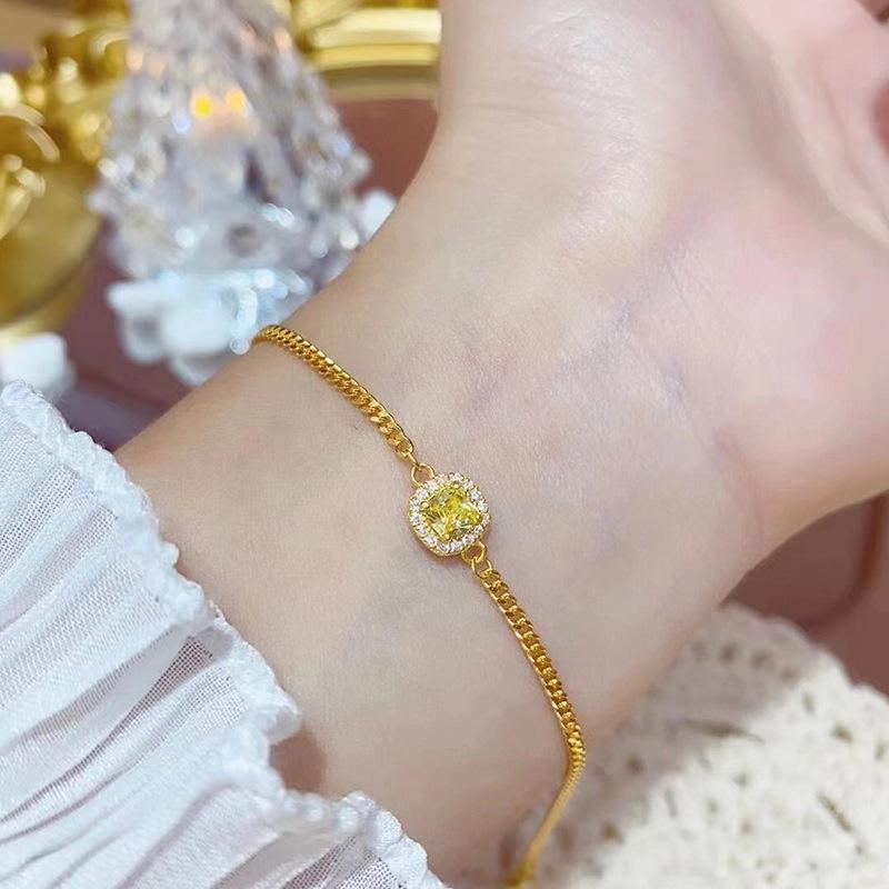 24k zircon small sugar cube bracelet light luxury high-end simple bracelet women's fashion versatile jewelry women