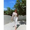 Miss Biggie Fashion Plus Size Slim Looking Easiest for Match Cotton Elastic Mid-High Waist Tight Straight-leg Cropped White Denim