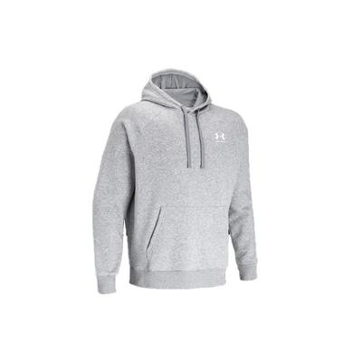 Under Armour Rival Solid Color Hooded Pullover Sport Long Sleeve Sweatshirt Men Tops Gray 1366723-035