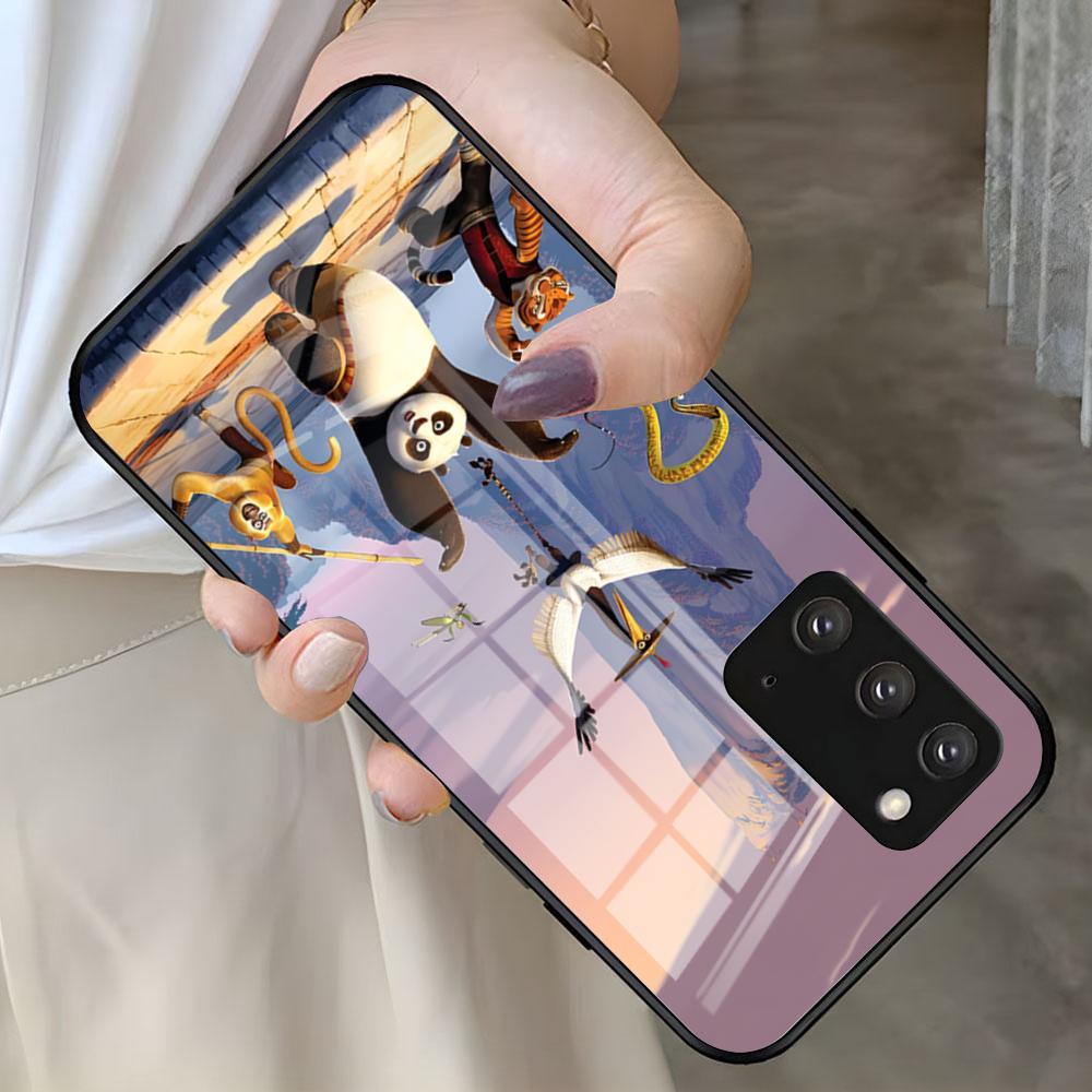 

Чехол для телефона K-Kung Fu P-Panda для Samsung S26 S25 S24 FE S23 S22 S21 Plus S20 Ultra Note20Ultra Черная стеклянная крышка Galaxy S24 plus