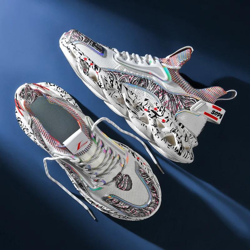 Fashion New Men's Sneakers Printed Ultra Light Thick Bottom Casual Shoes Soft Bottom Wear resistant Running Shoes Zapatos Para Hombres