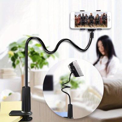 1pc Mobile Phone Lazy Person Stand, Bedside TV Live Broadcast Tablet Computer Double Clamp Spiral Base, Desktop Phone Stand,