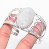 Natural Moonstone Gemstone 925 Sterling Silver Cuff Bangle Adjustable B9E02