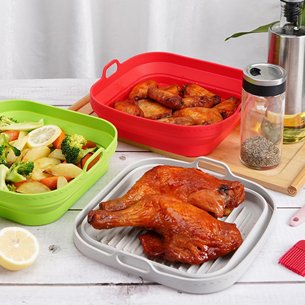 Folding Air-Fryer Basket High Temperature Resistance Air-Fryer Pan Baking Supplies