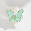 Women Brooch Sparkling Rhinestones Faux Pearl Butterflies Shape Lapel Pin Suits Coats Bags Scarves Badge Versatile Accessory