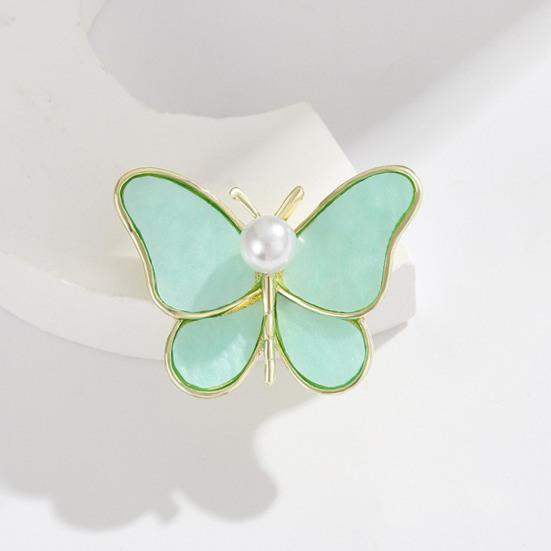 Women Brooch Sparkling Rhinestones Faux Pearl Butterflies Shape Lapel Pin Suits Coats Bags Scarves Badge Versatile Accessory